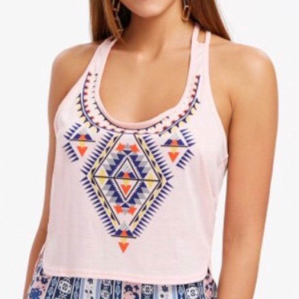 Cut out back ethnic print tank top